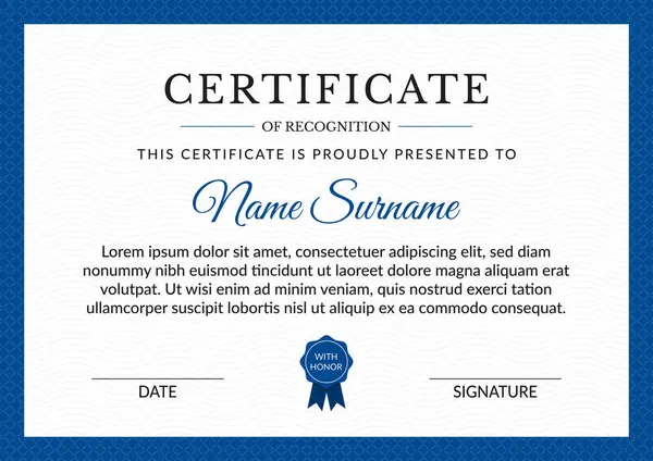 Tanıma belgesi. A4 yazdırılabilir şablon, EPS 10