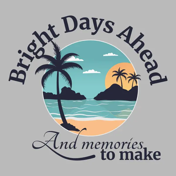 Yazlık Tişört Parmak izi Tasarımı. Typography Plaj Rozeti Palmiye Ağaçları ve Dağları Yuvarlak Baskılı