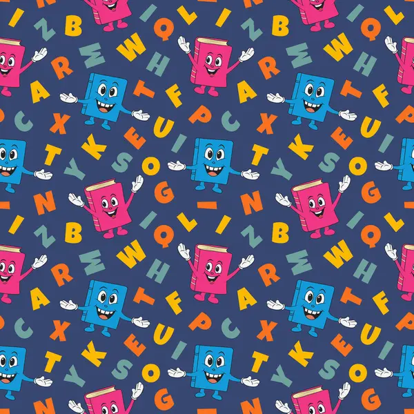 Okula geri dön, kusursuz desen. Okul geçmişi. Kitaplar ve mektuplarla tekrarlanan şablon. Alfabe deseni