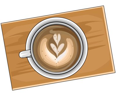 Vektör çizimi masanın üzerinde bir fincan kahve