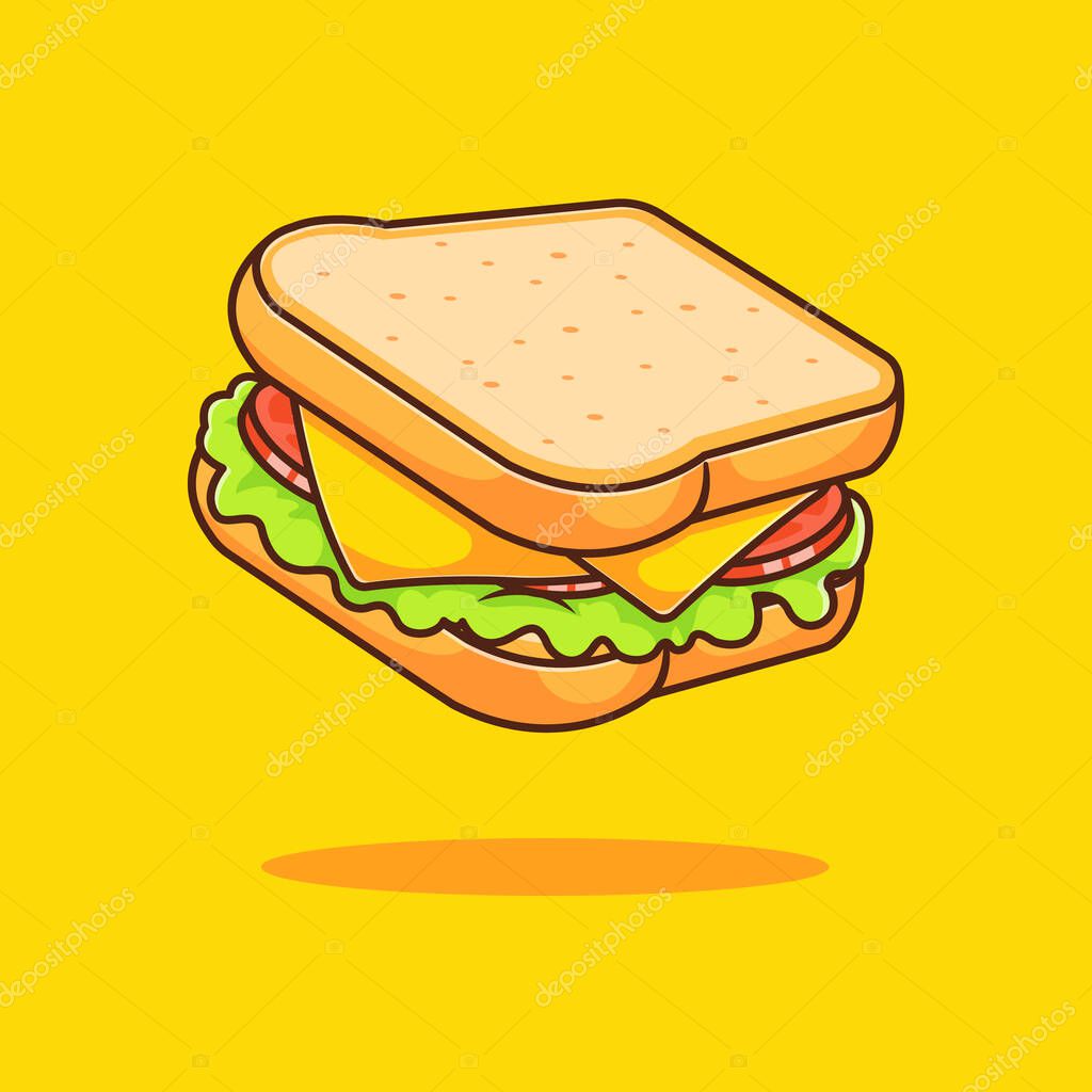 Flying fried chicken with bucket cartoon vector illustration. fast food concept isolated vector