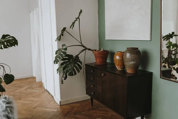 Estética Casa Escandinava Design Interiores Elegante Sala Estar Com Mobiliário — Fotografia de Stock