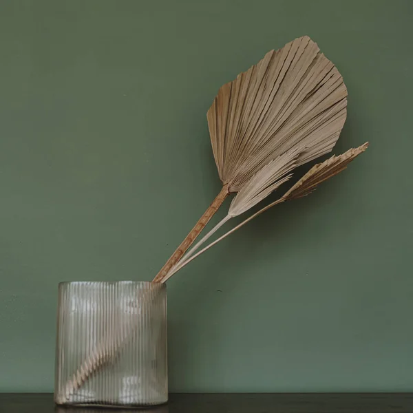Torcedor Bronzeado Bege Parte Vaso Que Está Vaso Vidro Contra — Fotografia de Stock