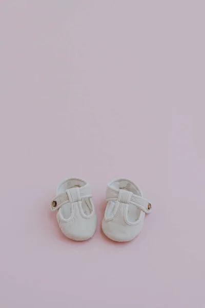 Cotton Shoes Baby Child Flat Lay Aesthetic Nordic Scandinavian Fashion — Stockfoto