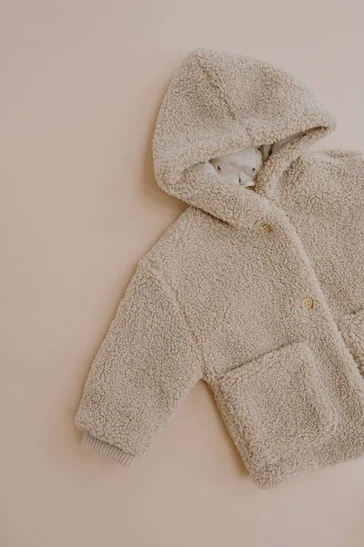 Warm Winter Jacket Coat Baby Child Flat Lay Nordic Scandinavian — Stock Photo, Image
