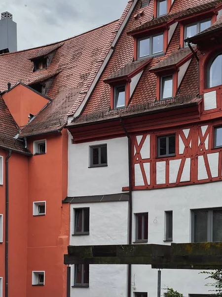 Gammal Historisk Arkitektur Nürnberg Tyskland Traditionella Europeiska Gamla Stadsbyggnader Med — Stockfoto