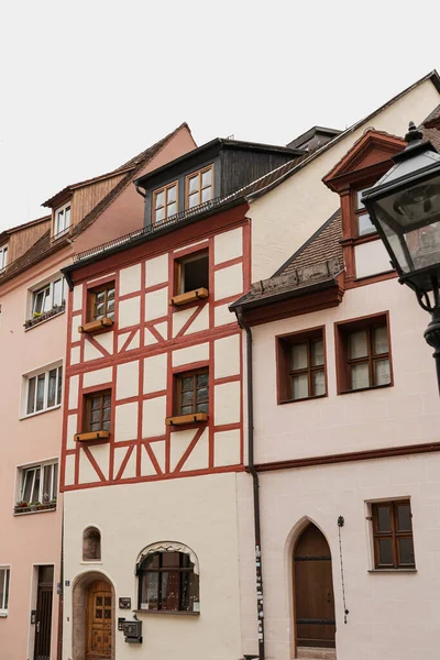 Régi Történelmi Építészet Nürnbergben Németországban Hagyományos Európai Óvárosi Épületek Fából — Stock Fotó