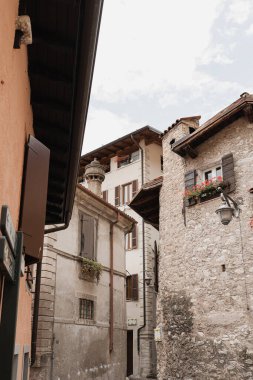 Historic Italian architecture. Traditional European old rustic buildings. Aesthetic summer vacation travel concept