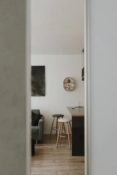 Aesthetic Minimal Home Living Room Interior Design Modern Nordic Scandinavian — Stock Photo, Image