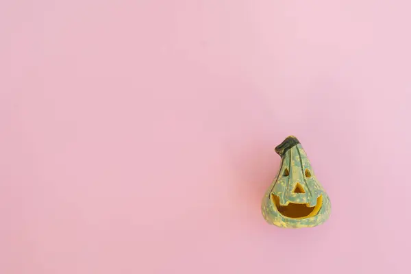 Halloween Pumpkin Pink Background — Stok fotoğraf