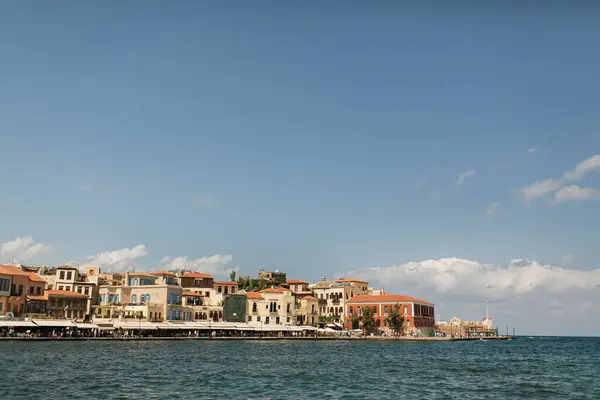 Vista Pitoresca Ilha Creta Grécia Edifícios Históricos Medievais Vista Para Fotos De Bancos De Imagens