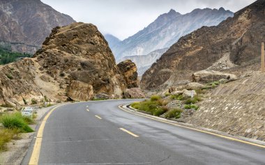 Majestic View of Karakoram Highway with Karakoram Range