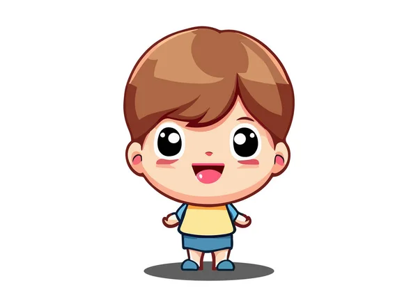 Cute Boy Kid Kartun Karakter Vektor Seni Gambar Kembali Desain - Stok Vektor