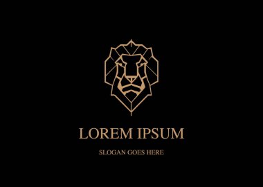 Aslan surat portresi için soyut logo tasarımı düşük poli grafik logosu kurumsal veya şirket marka kimlik maskotu veya simge tasarımı için minimal stil şablonu