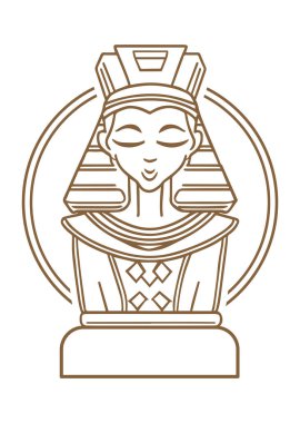 Eski Mısırlı firavun Kraliçe karakteri vektör sanat tasarımı çizim çizgisi renklendirmeye hazır.