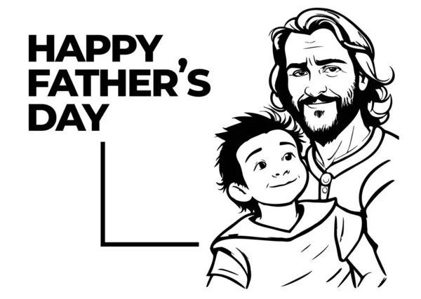 Baba Oğul Mürekkebi Çizgi Film Karakteri Çiziyor Sanat Babaları Günü — Stok Vektör