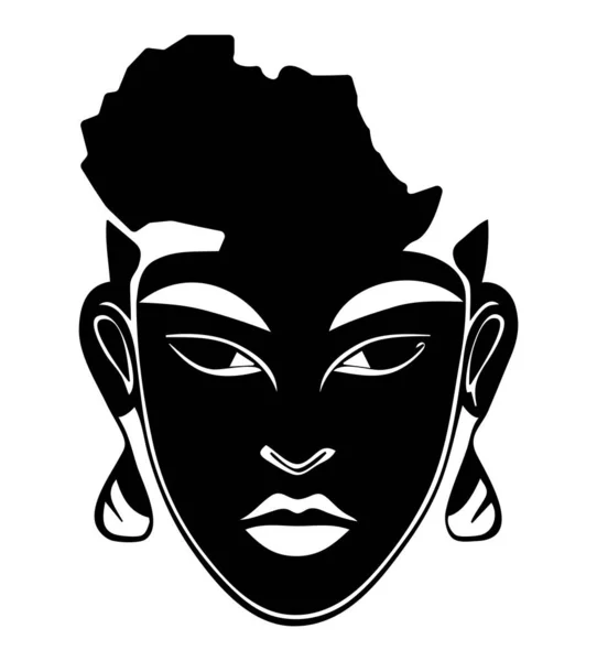 Tribal Afrikanska Enkel Linje Abstrakt Porträtt Rita Logotyp Design Symbol — Stock vektor