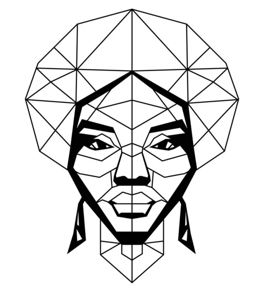 Tribal Afrikanska Enkel Linje Abstrakt Porträtt Symmetrisk Geometrisk Cubic Stil — Stock vektor