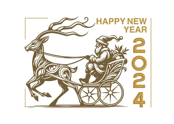 Feliz Año Nuevo 2014 Diseño Con Santa Claus Montar Caballo — Vector de stock