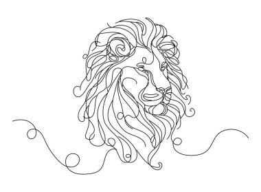 Aslan başı için sürekli bir çizgi çizimi düzenlenebilir genişlikte