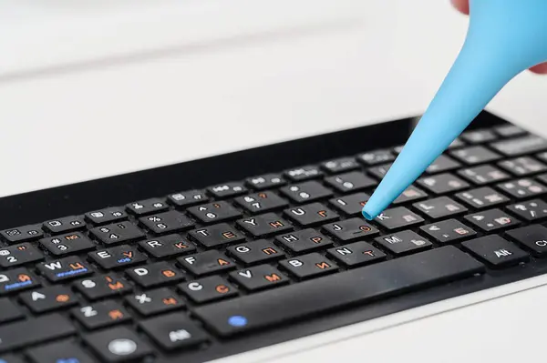 Armutun lastik burnu bilgisayarın klavyesini tozdan temizler.