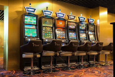 Nikolaev, Ukraine, - October 21, 2021: slot machines of the casino 