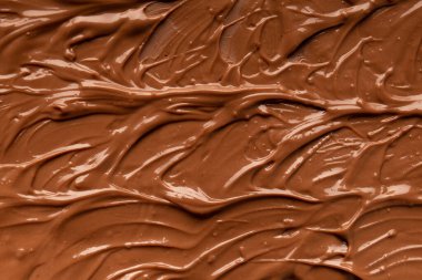 Chocolate background. Melted chocolate. Liquid milk chocolate. Handmade chocolate.