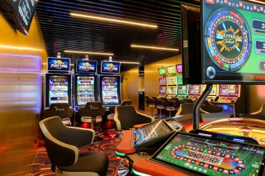 Nikolaev, Ukraine, - October 21, 2021: slot machines of the casino 