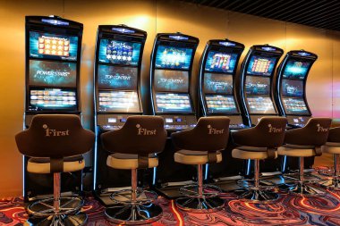 Nikolaev, Ukraine, - October 21, 2021: slot machines of the casino 