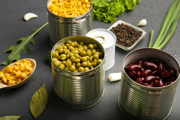 Canned Beans Useful Trace Elements Ingredients Cooking Proper Nutrition Non — Foto Stock