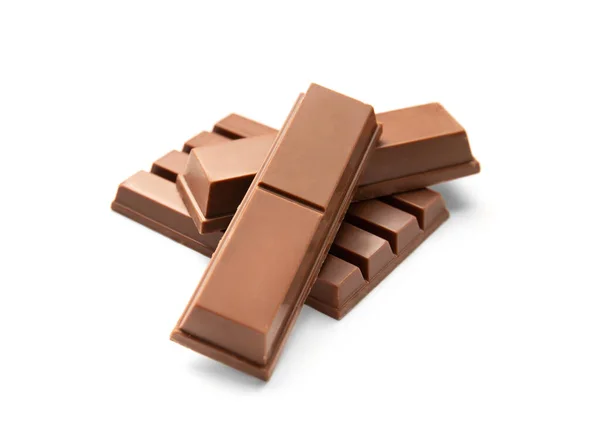 Chocolate Bars Waffles White Background Crispy Wafers Chocolate Isolation Sweet — 스톡 사진