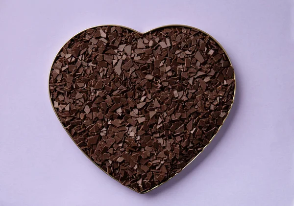 Heart Shaped Chocolate Neutral Background Top View Place Text Chocolate — 스톡 사진