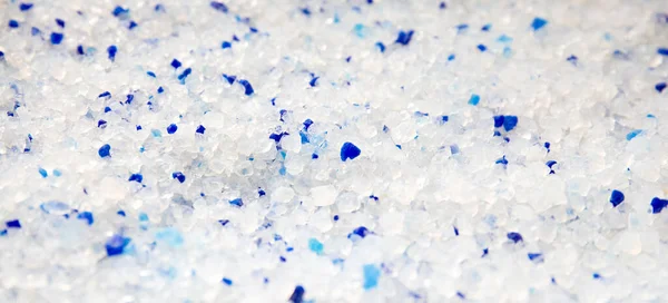 Silica Gel White Blue Crystals Cat Litter Close Abstract Background — Stok fotoğraf