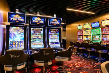 Nikolaev, Ukraine, - October 21, 2021: slot machines of the casino 