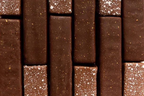 Craft Sweets Made Dark Milk Chocolate Golden Decor Background Background — 스톡 사진