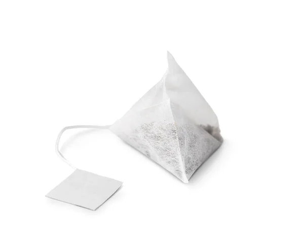 Pyramid Shaped Tea Bag Label Isolated White Background — Foto de Stock