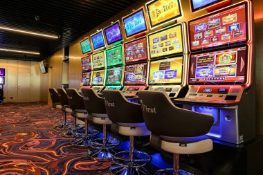 Nikolaev, Ukraine, - October 21, 2021: slot machines of the casino 