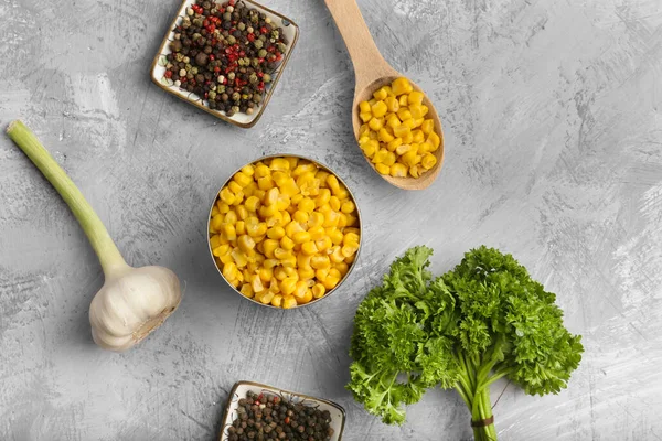 Canned Beans Corn Useful Trace Elements Ingredients Cooking Proper Nutrition — Stock Photo, Image