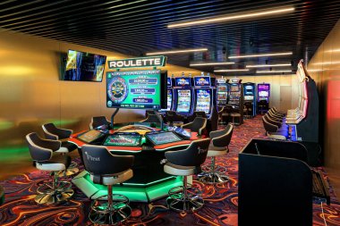Nikolaev, Ukraine, - October 21, 2021: slot machines of the casino 