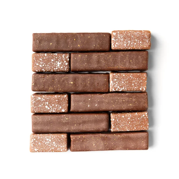 Doces Artesanais Feitos Chocolate Escuro Leite Com Decoração Dourada Prateada — Fotografia de Stock