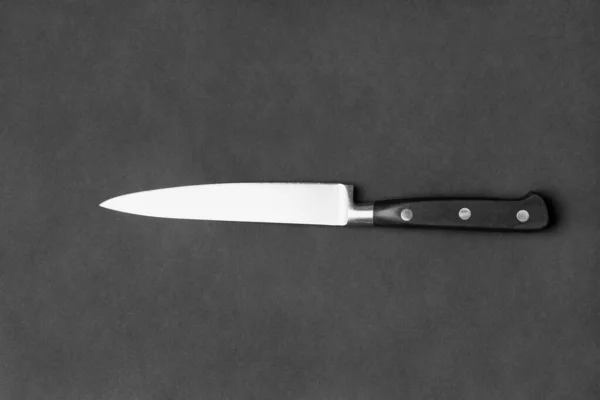 Kitchen Knife Black Handle Black Background Large Knife Dark Background — Foto Stock