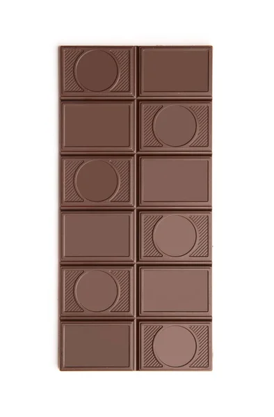 Chocolat Noir Amer Isolé Sur Fond Blanc Vue Dessus Barre — Photo
