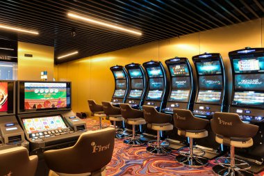 Nikolaev, Ukraine, - October 21, 2021: slot machines of the casino 