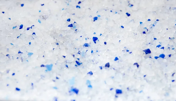 Silica Gel White Blue Crystals Cat Litter Close Abstract Background — Stock fotografie