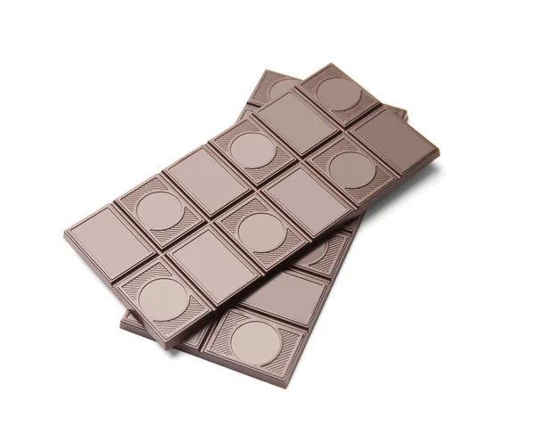 Chocolate Amargo Preto Isolado Fundo Branco Duas Barras Chocolate Escuro — Fotografia de Stock