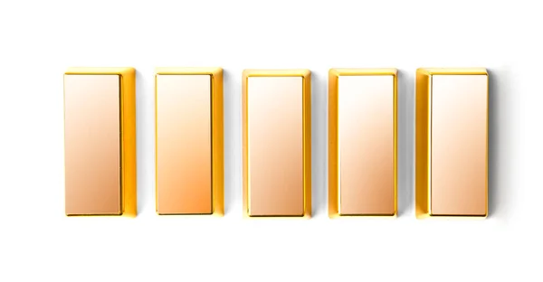 Gold Bars Isolated White Background Top View Concept Finance Business — Stock Photo, Image