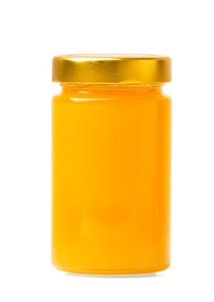 Fresh Honey Closed Glass Jar White Isolated Background Close Organic — Stockfoto