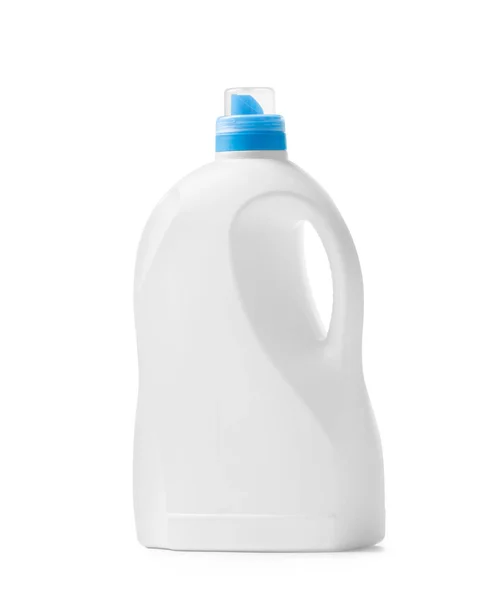 White Plastic Bottle Liquid Detergents Washing Bleaching Softening Clothes Detergents — Stock Photo, Image