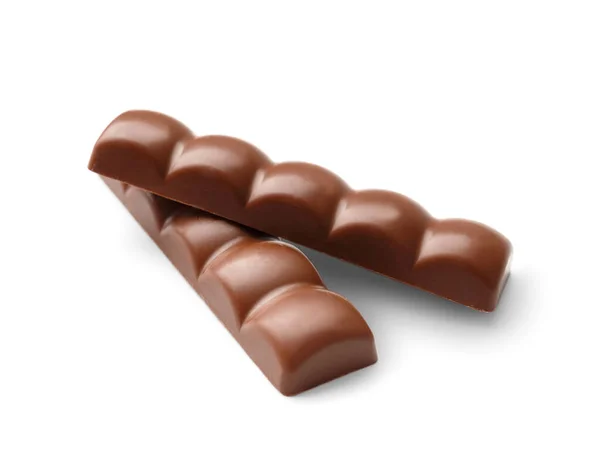 Suklaapatukoita Valkoisella Pohjalla Lähikuva Huokoinen Ilmava Suklaa — kuvapankkivalokuva