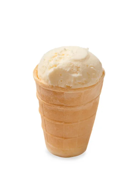 Мороженое Вафельной Чашке Белом Фоне — стоковое фото